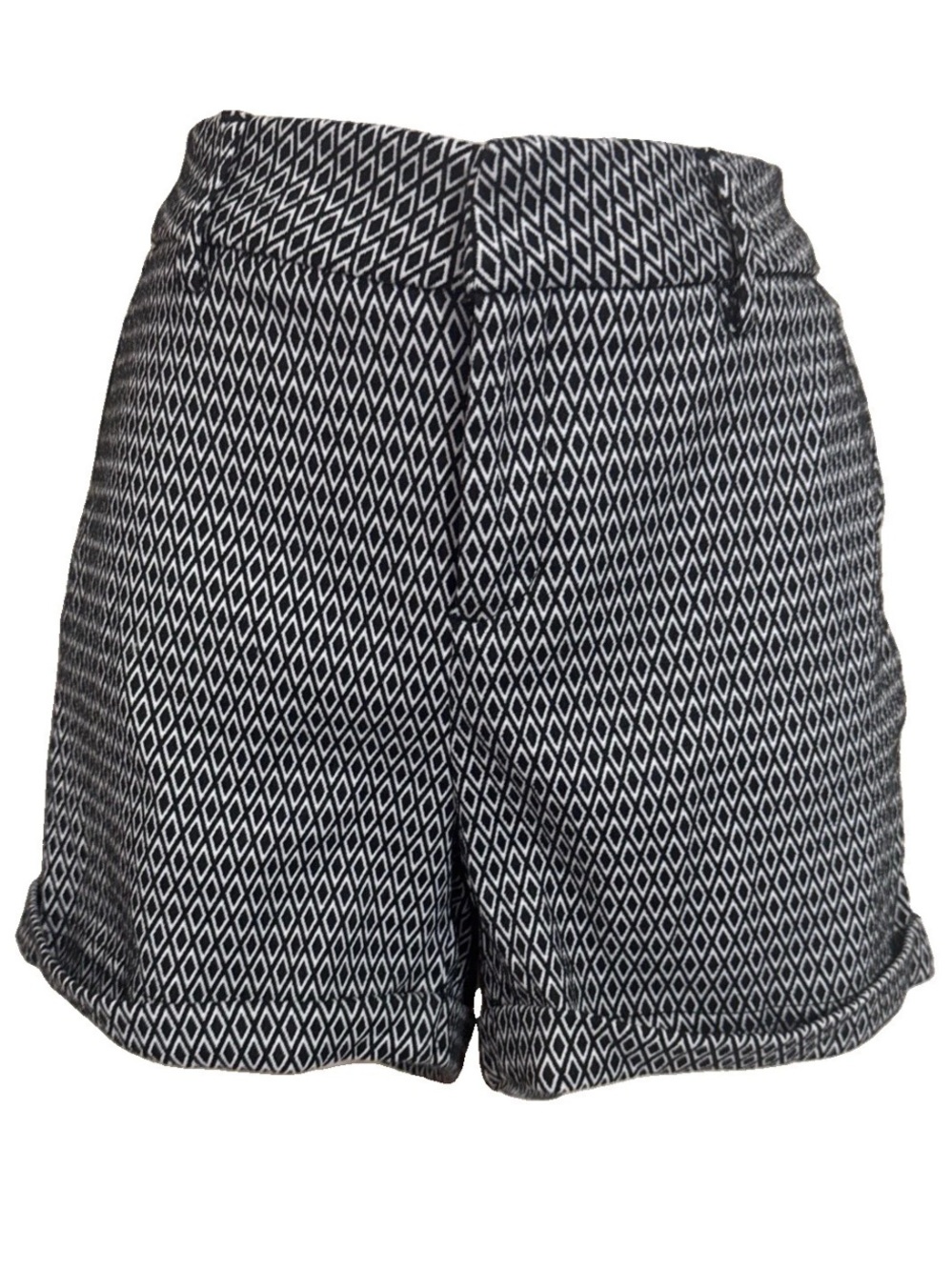 Black Geometric Print Shorts | High Waist | Chic Casual Style Size Medium